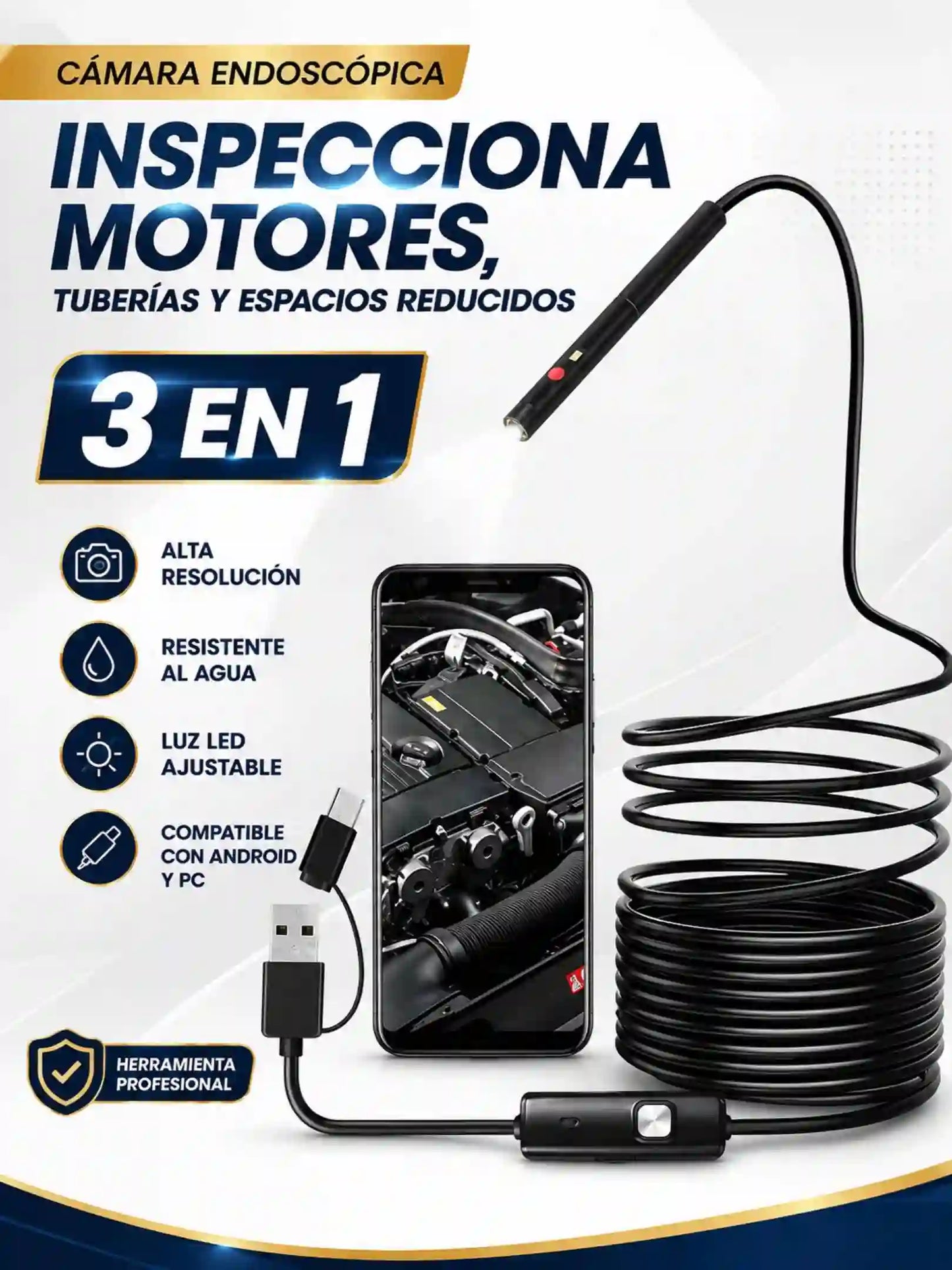 CÁMARA ENDOSCÓPICA 3 EN 1