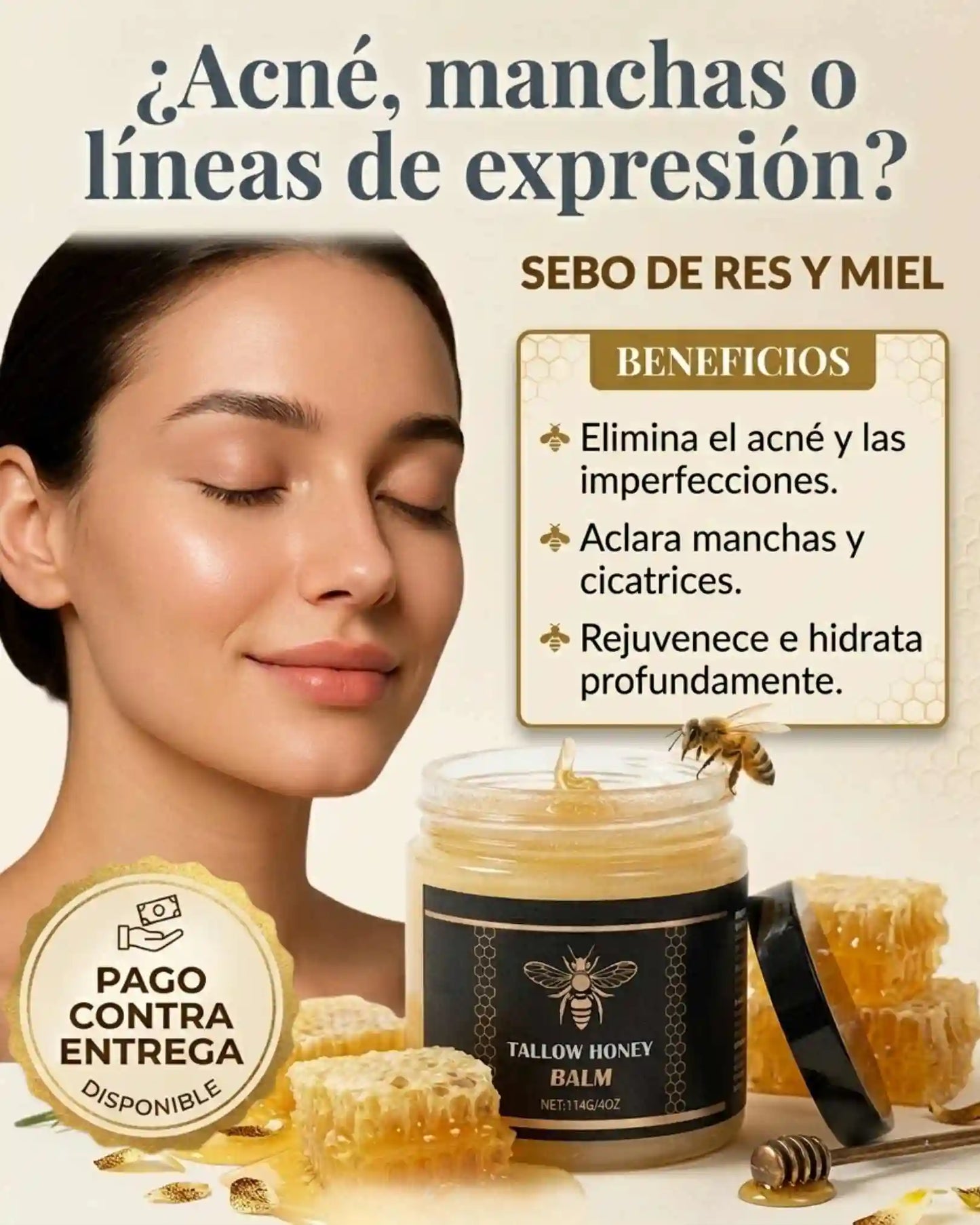 CREMA SEBO DE RES Y MIEL (reparación total de la piel)