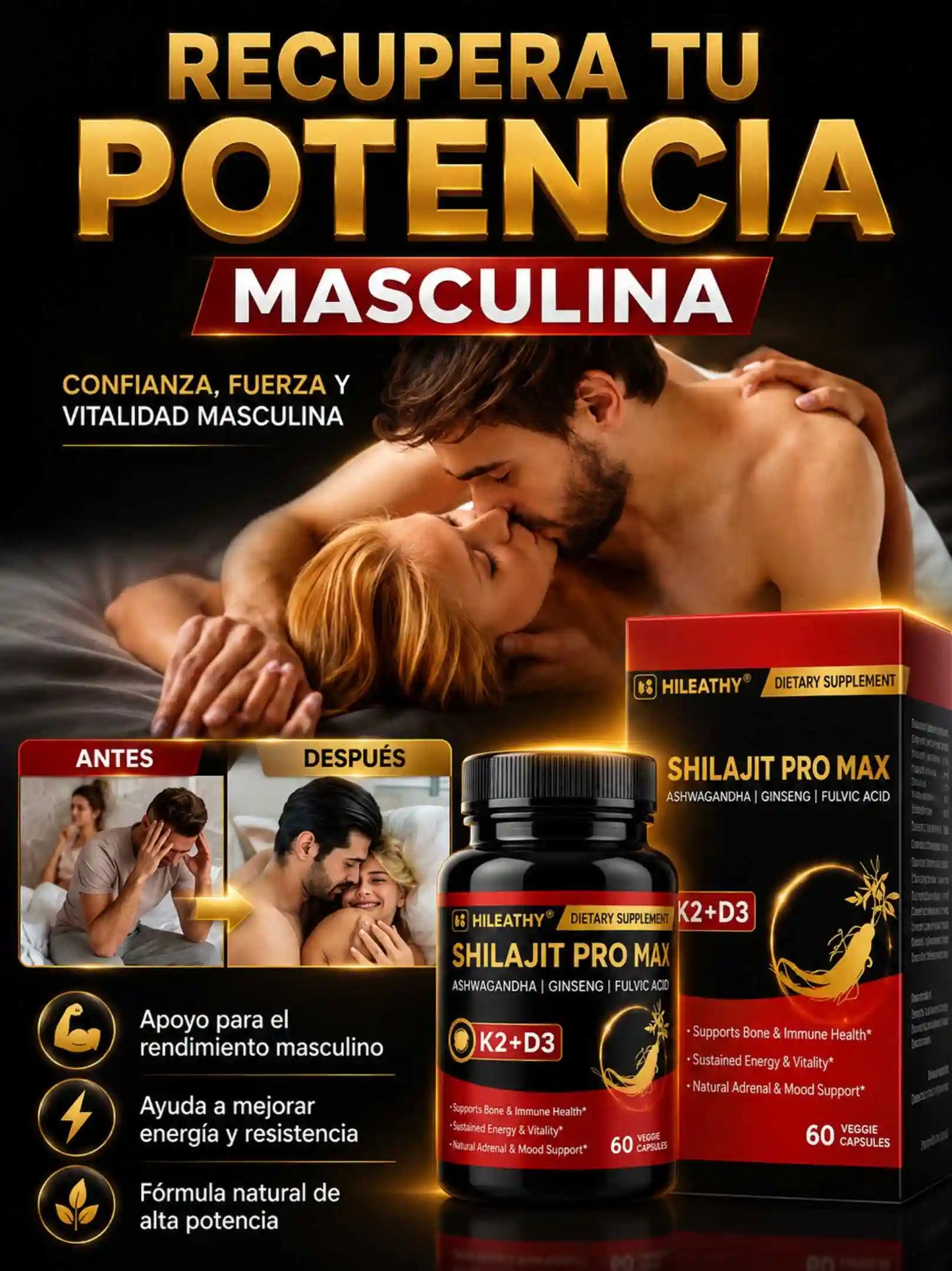 SHILAJIT PRO MAX PARA HOMBRES (60 cápsulas)