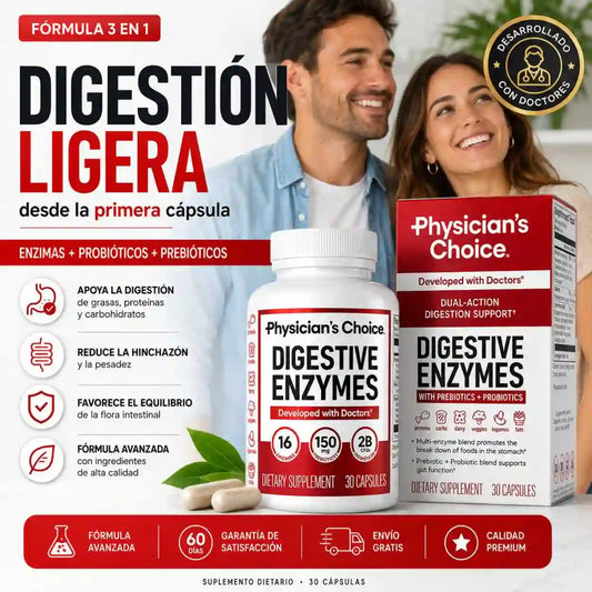 ENZIMAS DIGESTIVAS: Fórmula 3 en 1 para una digestión ligera y sin pesadez 🛡️