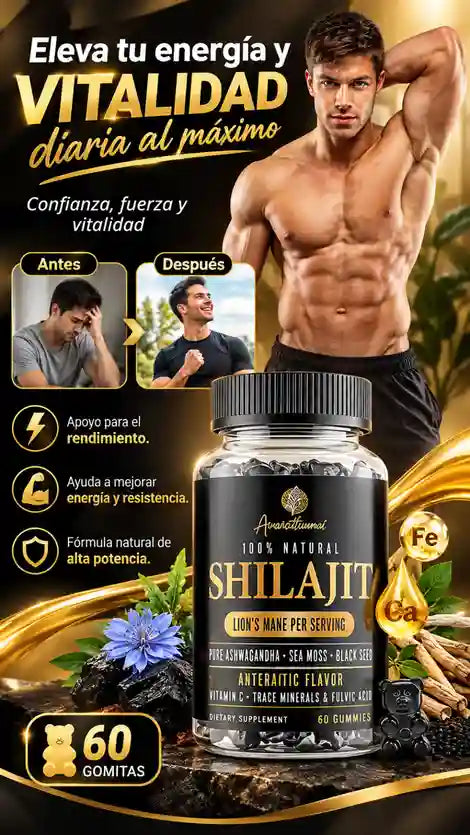 GOMITAS DE SHILAJIT : POTENCIA Y VITALIDAD MASCULINA 4 EN 1