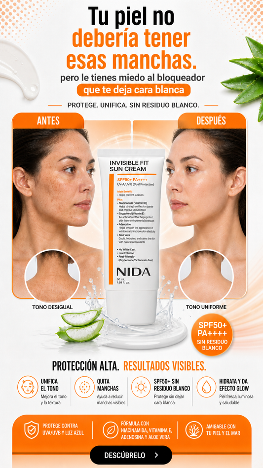 PROTECTOR SOLAR Y BLANQUEADOR FACIAL NIDA